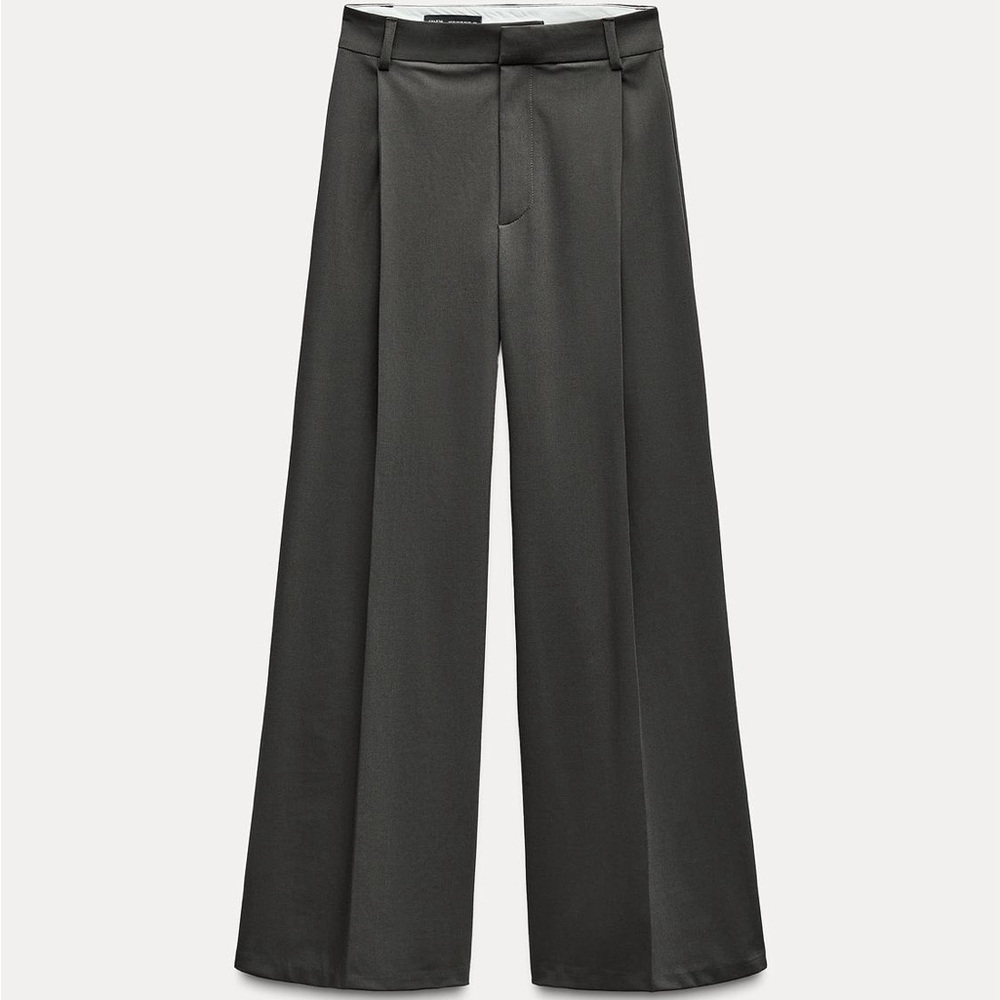 NWT Zara Dark Grey Wide-Leg Trousers